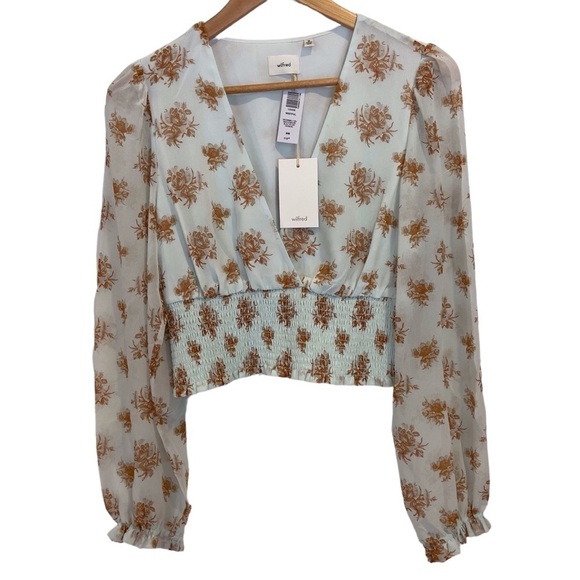 Wilfred Tops - Artizia Wilfred Wistful top blouse Snowmelt babyblue maple wood neutral maroon M